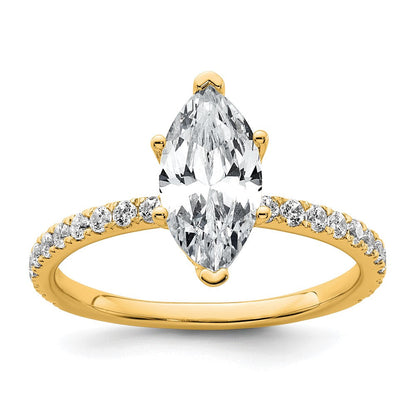 14K Gelbgold Verlobungsring mit Solitär und zertifiziertem, im Labor gezüchtetem Diamant im Marquise-Schliff, 2K, VS/SI+ G+, mit auslaufender Fassung