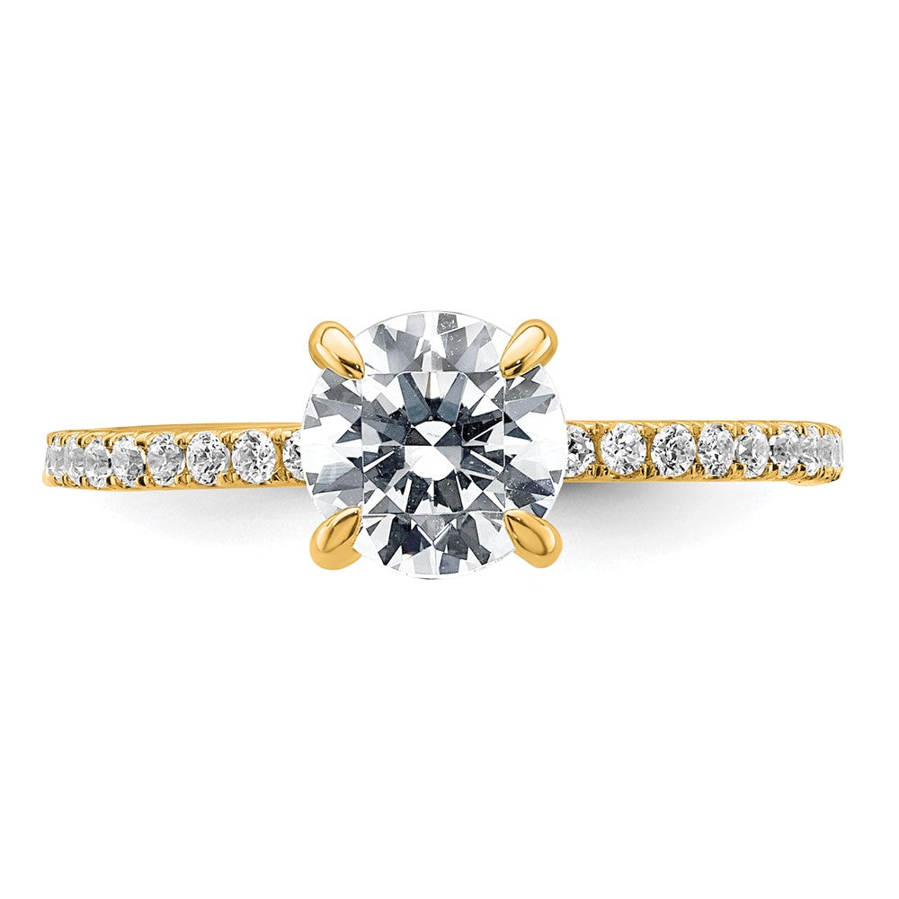 14K Gelbgold Verlobungsring mit 1 1/3K zertifiziertem, im Labor gezüchtetem Diamant VS+ F+, rund, komplettes Solitär-Design mit Flair