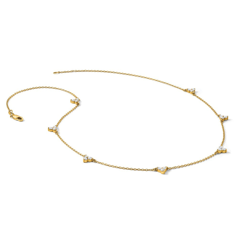 14K Gelbgold Komplett 5/8 Karat Diamant 3-stone Cluster 4-station 7 Zoll Armband