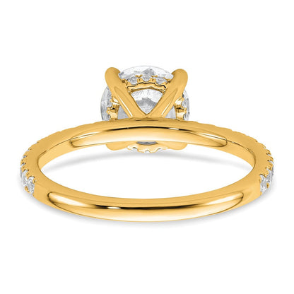 14K Gelbgold Verlobungsring mit 2K zertifiziertem, im Labor gezüchtetem Diamant VS+ F+, rund, komplettes Solitär mit Flair