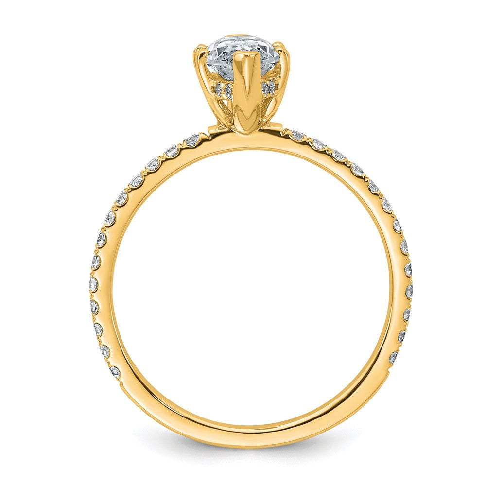 14K Gelbgold Verlobungsring mit zertifiziertem 1 3/8K im Labor gezüchtetem Diamant VS/SI+ G+ Marquise, Solitär mit Flair-Fassung