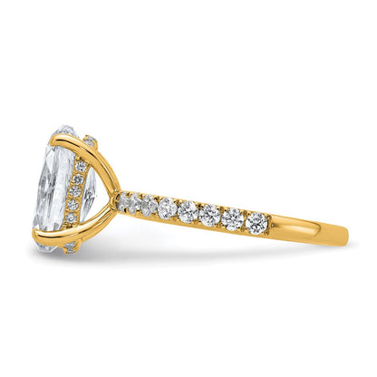 14K Gelbgold 3,5 ct. Zertifizierter Laborgezüchteter Diamant VS+ F+ Oval Solitär-Verlobungsring mit Schwung