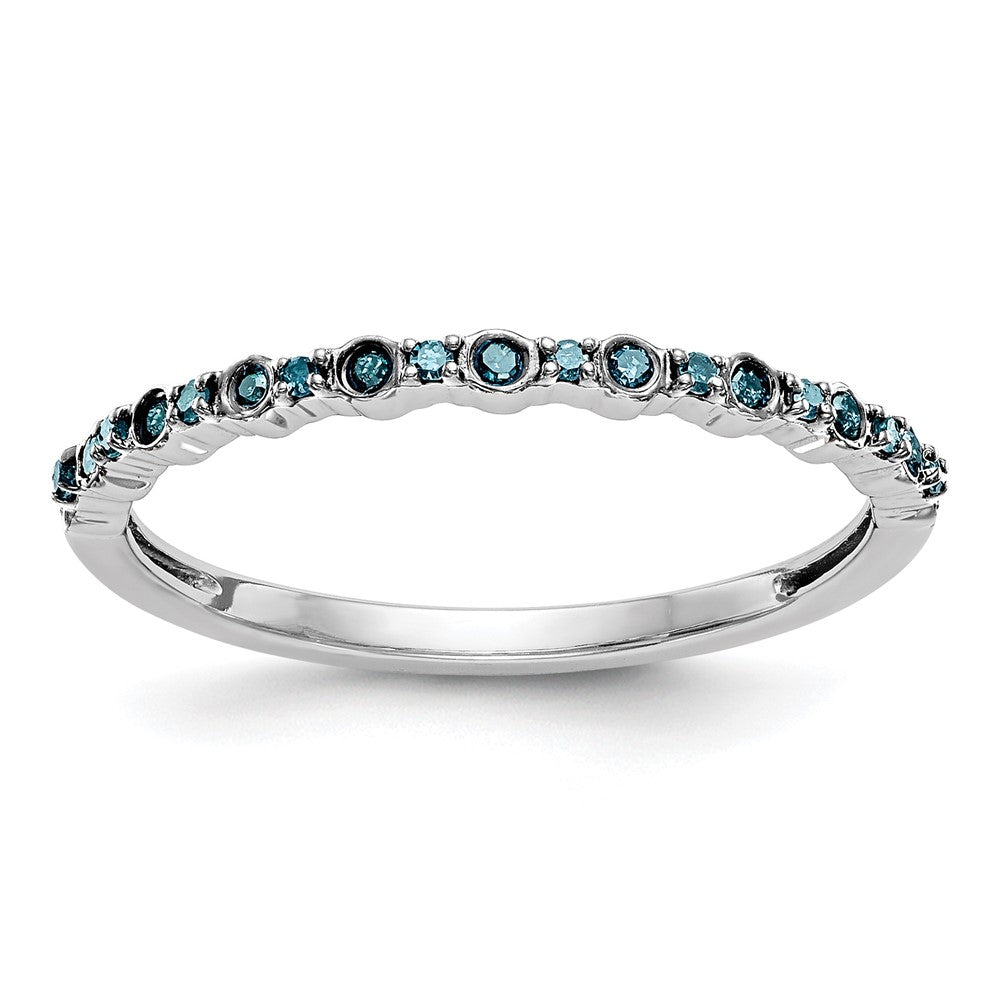 14K Weißgold Ehering mit 0,10 ct. blauen Diamanten, komplett