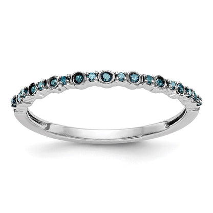14K Weißgold Ehering mit 0,10 ct. blauen Diamanten, komplett