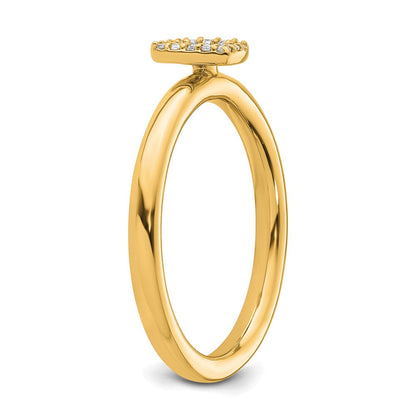 14K Gelbgold Stapelbar Diamant Initiale D Größe 7 Ring