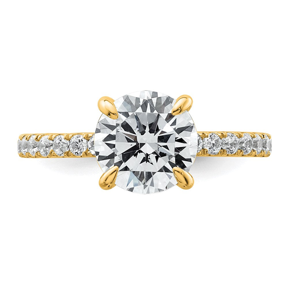 14K Gelbgold Verlobungsring mit 2,375 ct. zertifiziertem, im Labor gezüchtetem Diamant VS/SI+ G+, Rund, Komplett-Solitär mit Flair