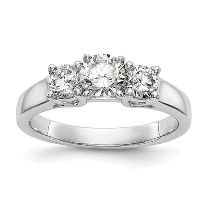 14K Weißgold 3-stone Stift Set Mittig Halbfassung Diamant Verlobungsring