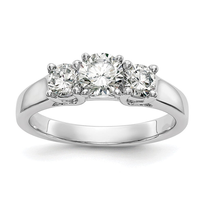 14K Weißgold 3-stone Stift Set Mittig Halbfassung Diamant Verlobungsring