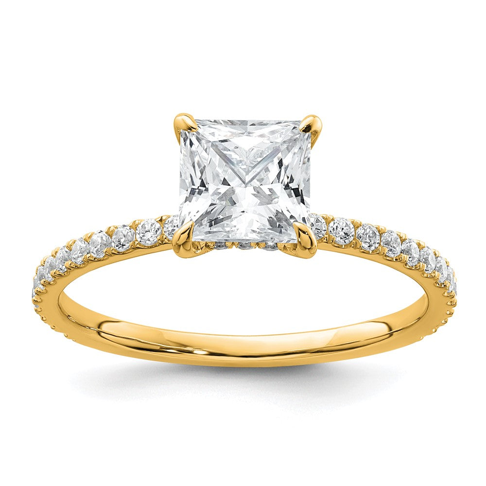 14K Gelbgold 1 3/8K Zertifizierter Laborgezüchteter Diamant VS/SI+ G+ Princess Solitär-Verlobungsring mit Flair
