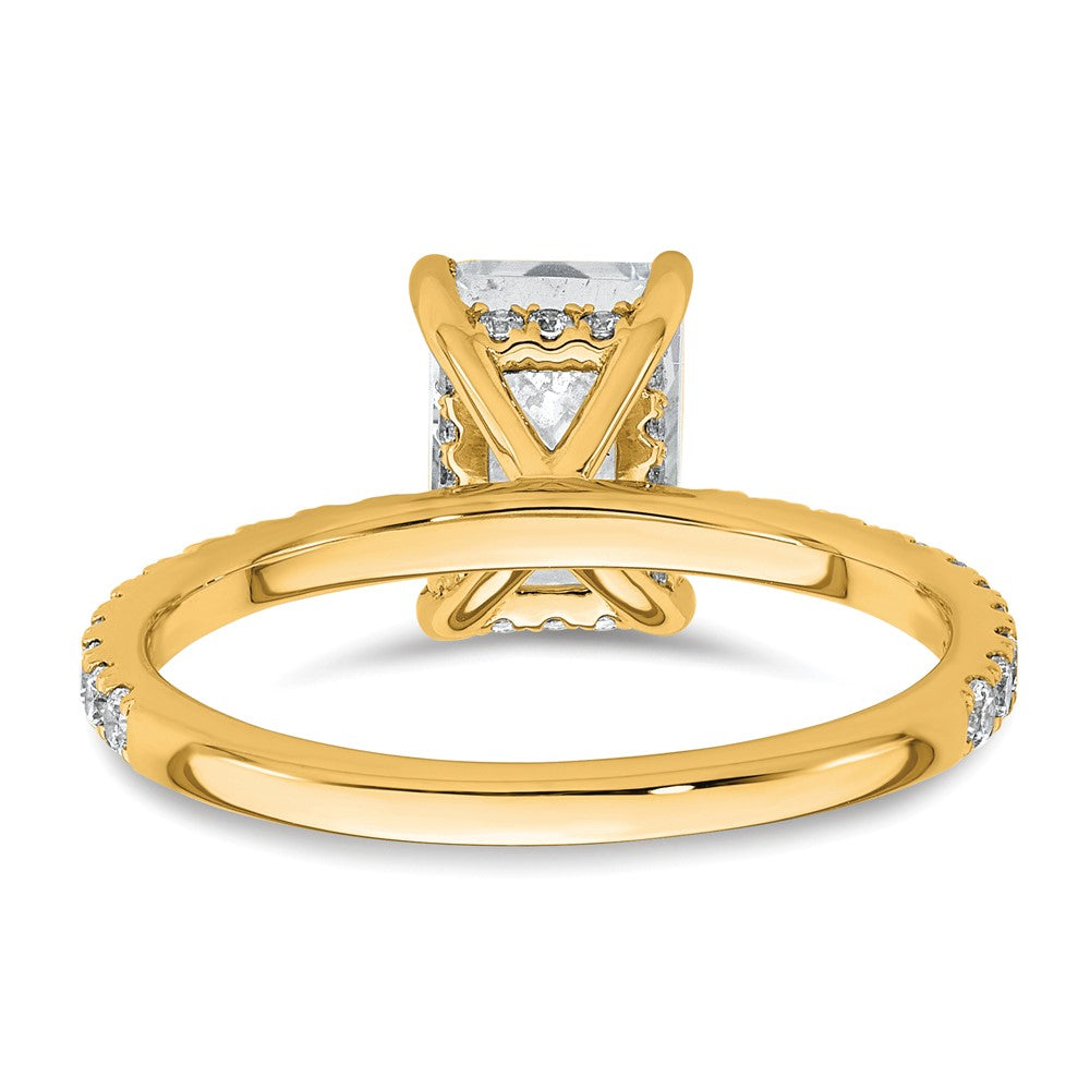 14K Gelbgold Verlobungsring mit Solitär und Flair, 2K zertifizierter im Labor gezüchteter Diamant im Radiant-Schliff, VS+ F+