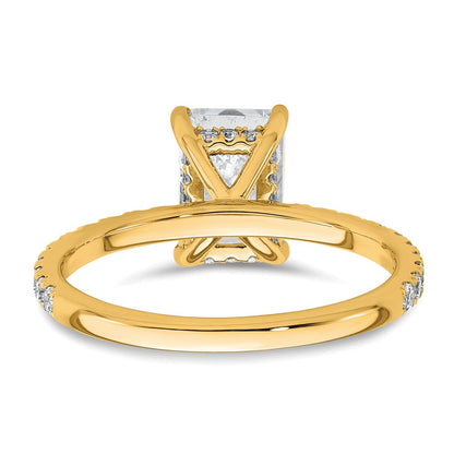14K Gelbgold Verlobungsring mit Solitär und Flair, 2K zertifizierter im Labor gezüchteter Diamant im Radiant-Schliff, VS+ F+