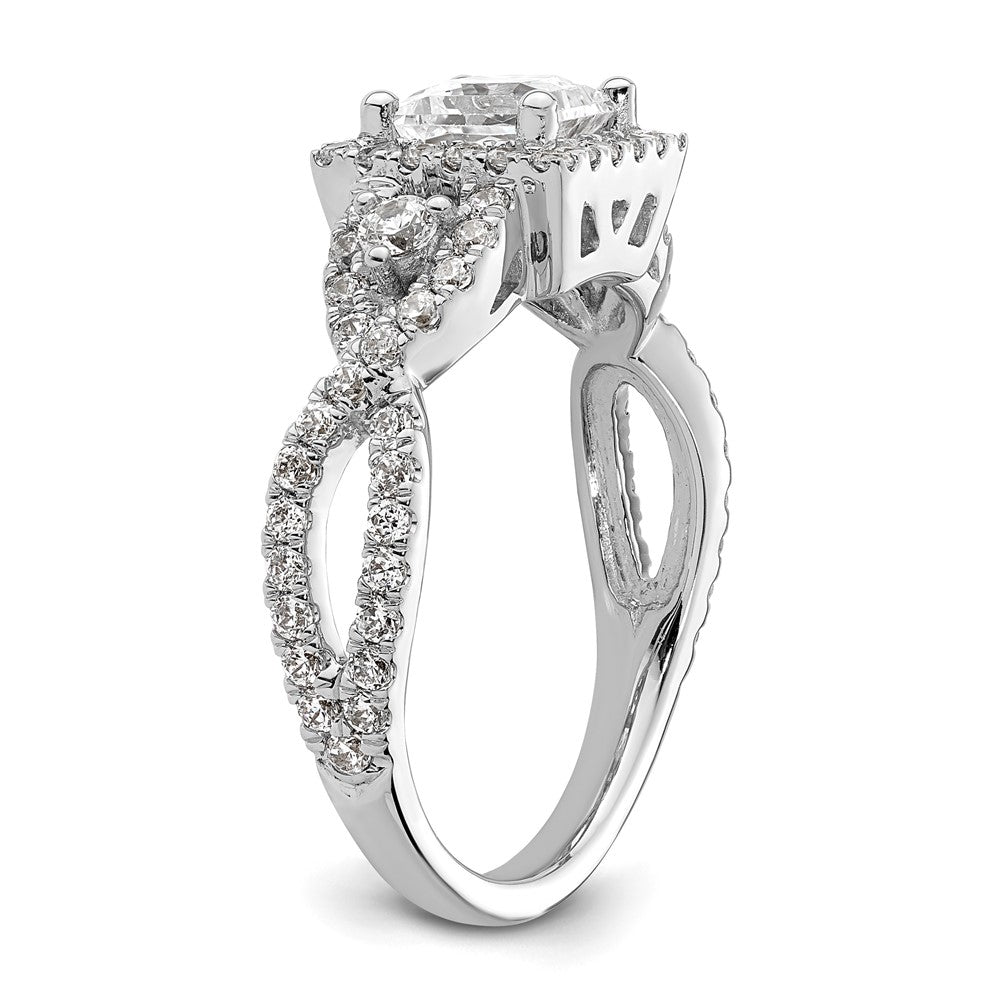 14K Weißgold Heiligenschein Plus (holds 3/4 Karat (5.00mm) Princess Mittig) 3/4 Karat Diamant Halbfassung Verlobungsring