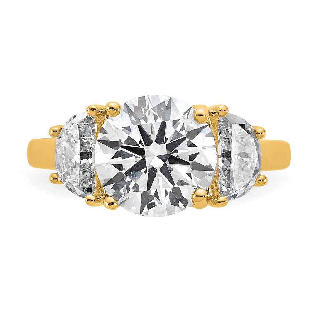 14K Gelbgold 1 Karat Im Labor Gezüchtet Diamant Vs+ F+ 3 Karat Mittig Rund Halbfassung Dreistein Verlobungsring