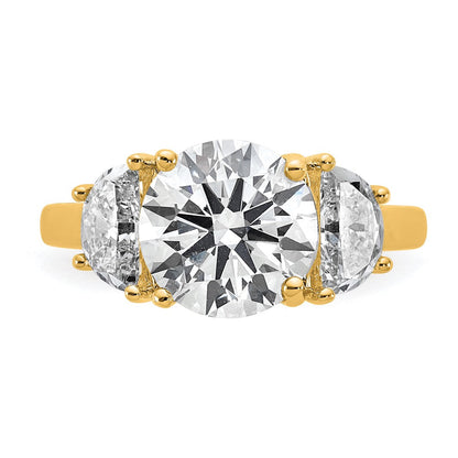 14K Gelbgold 1 Karat Im Labor Gezüchtet Diamant Vs+ F+ 3 Karat Mittig Rund Halbfassung Dreistein Verlobungsring