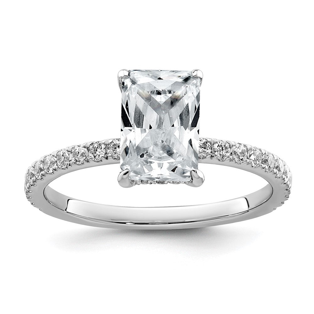 14K Weißgold 2K Zertifizierter Laborgezüchteter Diamant VS/SI+ G+ Radiant Solitär Verlobungsring mit Flair