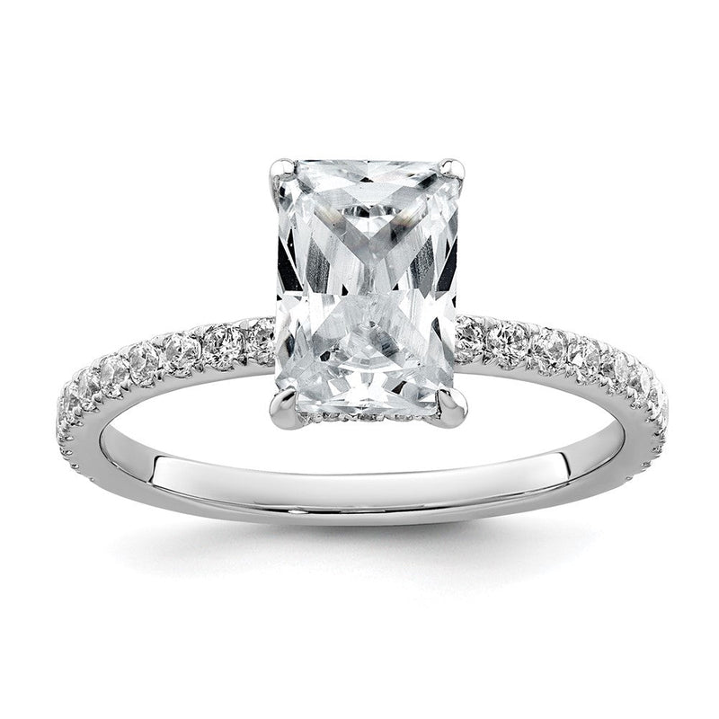 14K Weißgold 2K Zertifizierter Laborgezüchteter Diamant VS/SI+ G+ Radiant Solitär Verlobungsring mit Flair