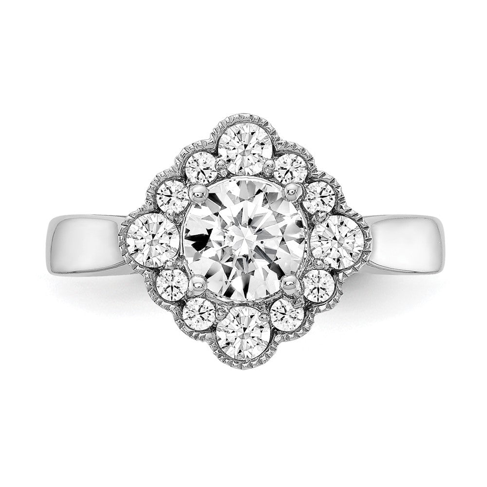 True Origin 14K Weißgold 0,25K Labor gezüchteter Diamant VS+ F+ Semi-Mount Rund Halo Verlobungsring