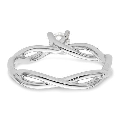 14K Weißgold Criss-Cross Verlobungsring, Semi-Mount, 0,125 ct. Diamant (für 0,25K (4,1 mm) runden Mittelstein)