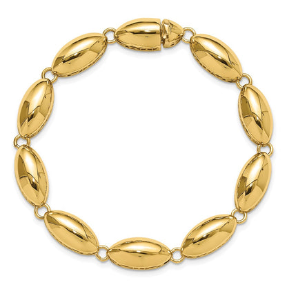 14K Gelbgold Poliert 8.2mm Fantasie Oval Glieder Gliederarmband