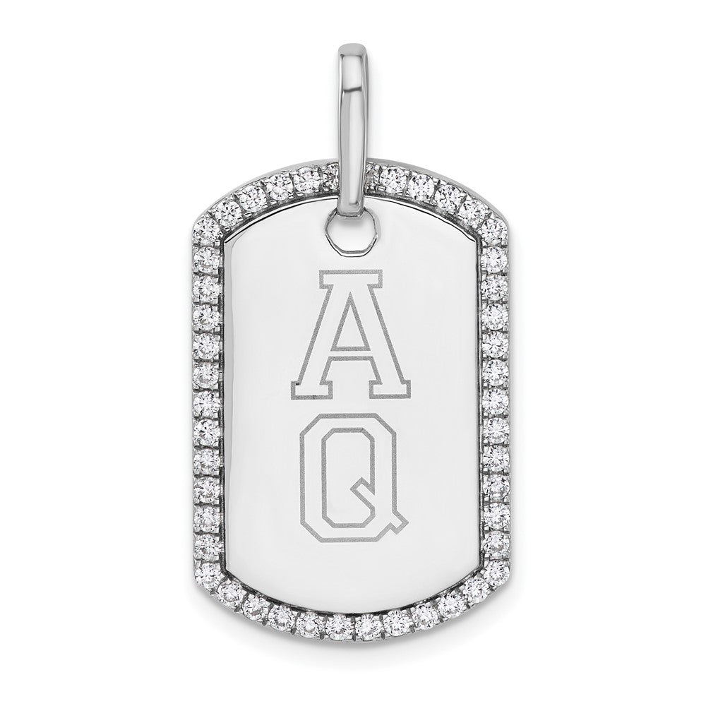 14K Weißgold Personalisierter Diamant-Hundemarken-Charm
