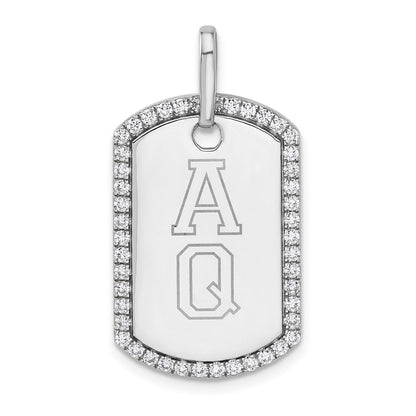 14K Weißgold Personalisierter Diamant-Hundemarken-Charm