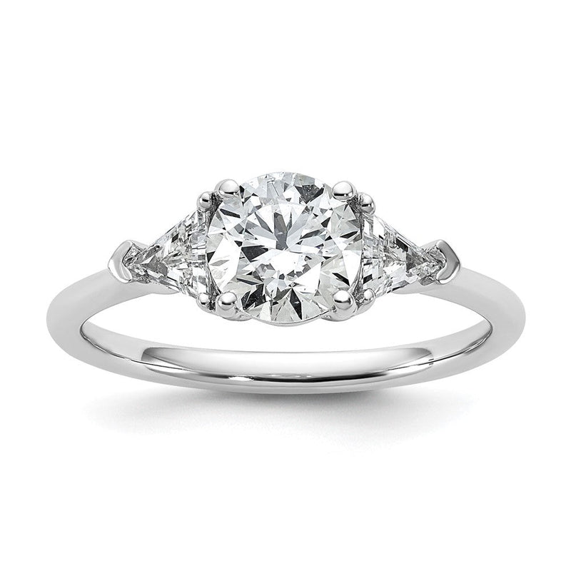 14K Weißgold 1/2 Karat Im Labor Gezüchtet Diamant Vs/si+ G+ Dreieck 1 Karat Rund Halbfassung Dreistein Verlobungsring