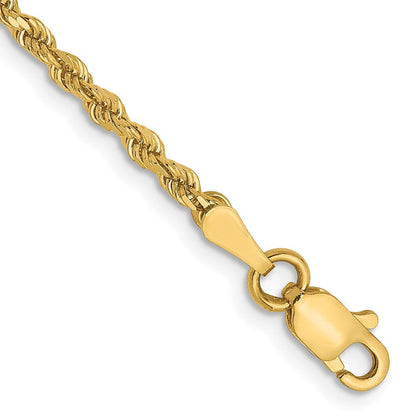 14K Gelbgold 2mm Diamantiert Kordel Gliederarmband