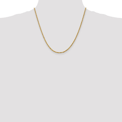 14K 2.5mm Diamantiert Kordel Halskette