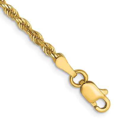 14K Gelbgold 2.5mm Diamantiert Kordel Gliederarmband