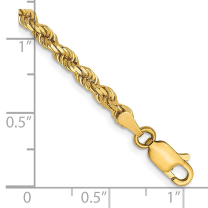 14K Gelbgold 3mm Diamantiert Kordel Gliederarmband