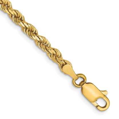 14K Gelbgold 3mm Diamantiert Kordel Gliederarmband