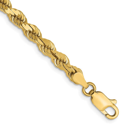 14K Gelbgold 4mm Diamantiert Kordel Gliederarmband