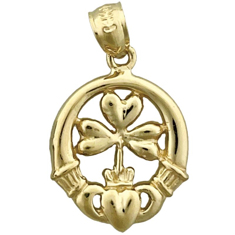 585 Gold Claddagh-Kleeblatt-Charm
