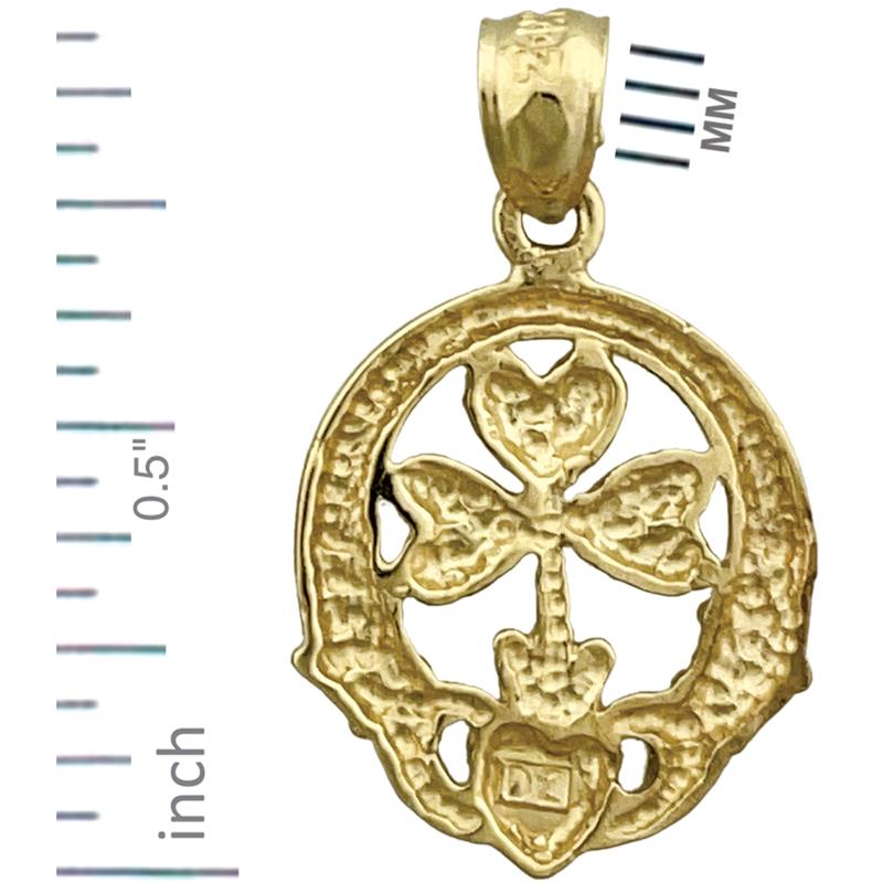585 Gold Claddagh-Kleeblatt-Charm