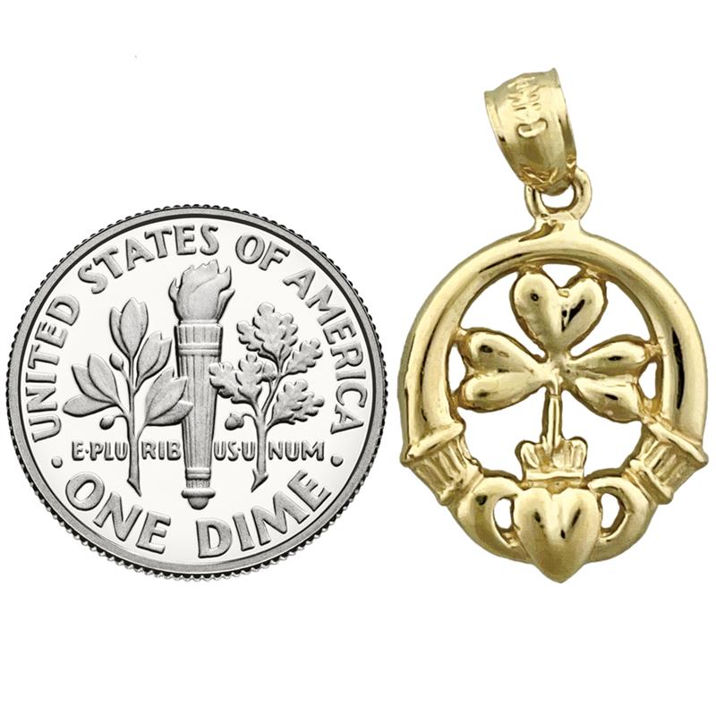 585 Gold Claddagh-Kleeblatt-Charm