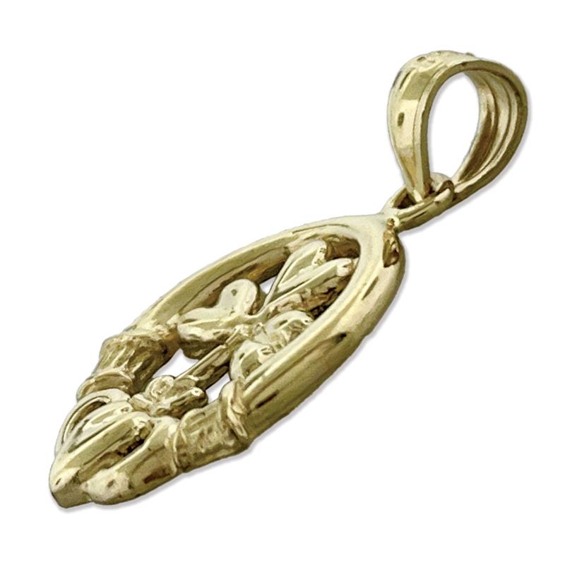 585 Gold Claddagh-Kleeblatt-Charm