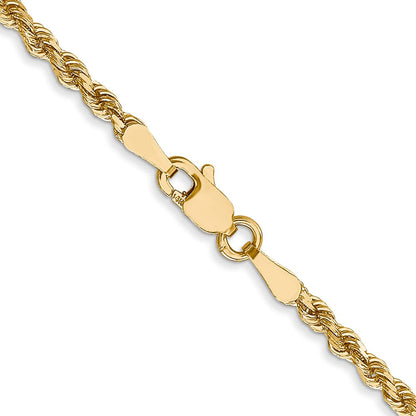 14K 2.5mm Diamantiert Leicht Kordel Halskette