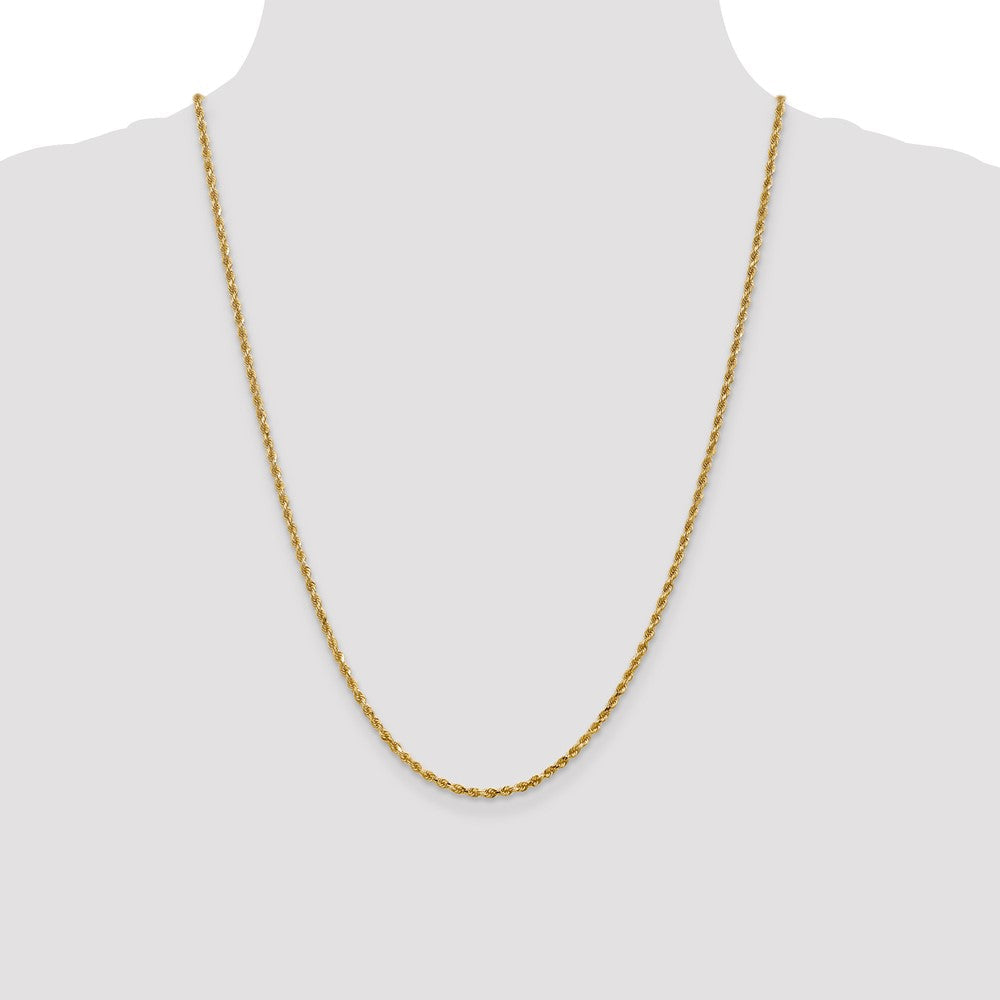 14K 2.5mm Diamantiert Leicht Kordel Halskette