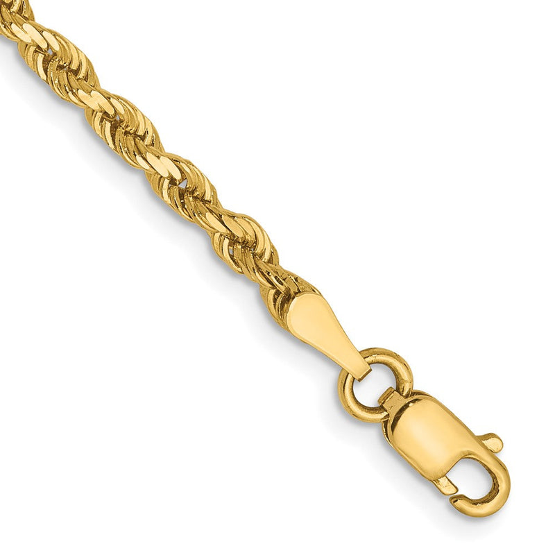 14K Gelbgold 2.75mm Diamantiert Leicht Kordel Halskette