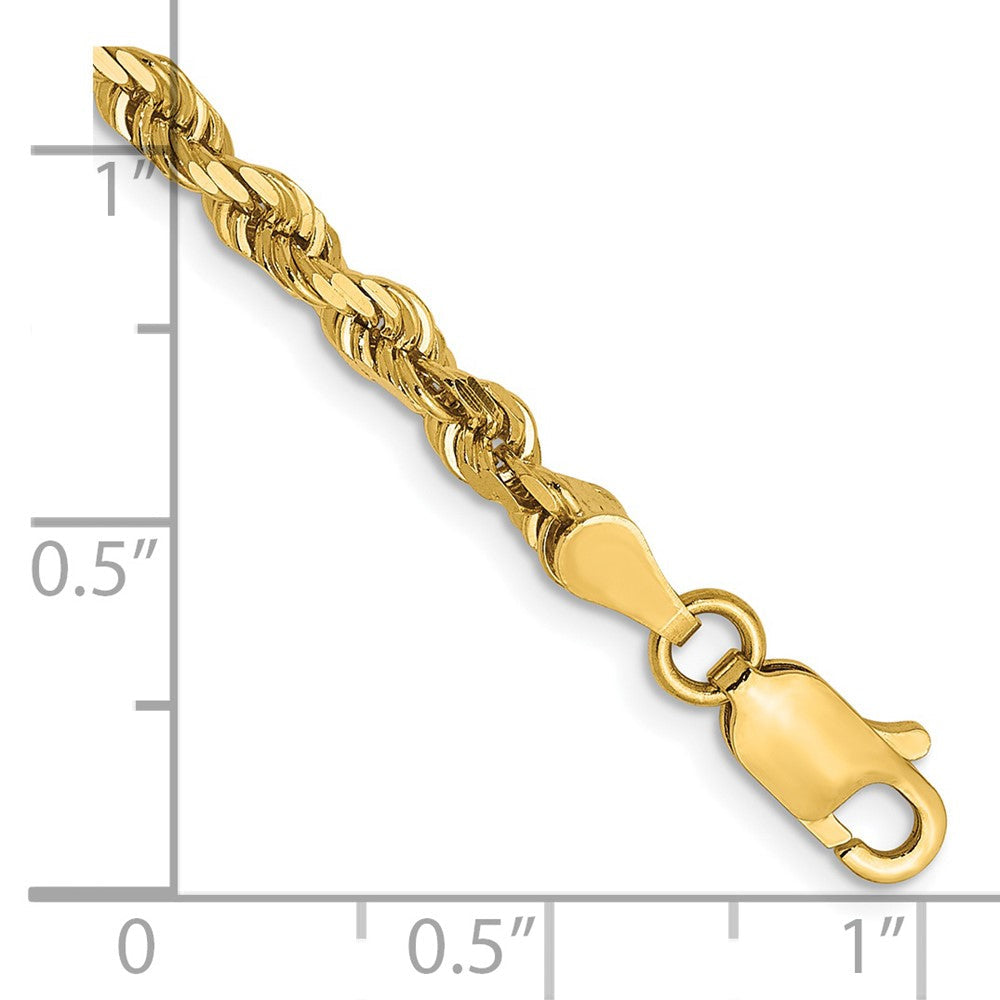 14K Gelbgold 3.5mm Diamantiert Leicht Kordel Halskette