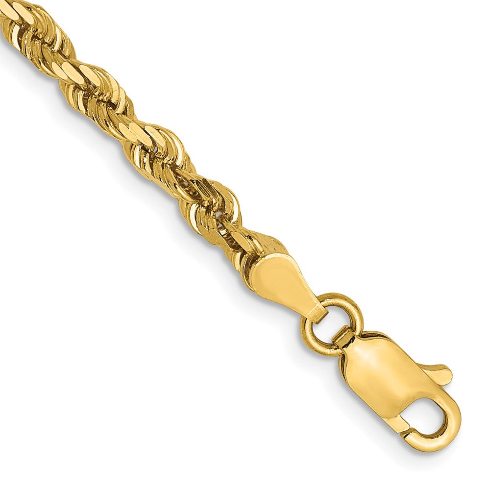 14K Gelbgold 3.5mm Diamantiert Leicht Kordel Halskette