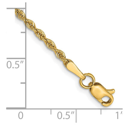 14K Gelbgold 2mm Massiv Normal Kordel Halskette