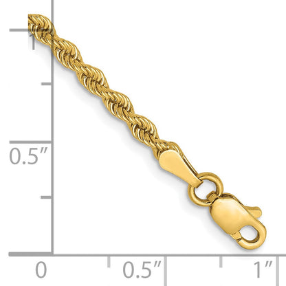 14K Gelbgold 2.5mm Massiv Normal Kordel Halskette