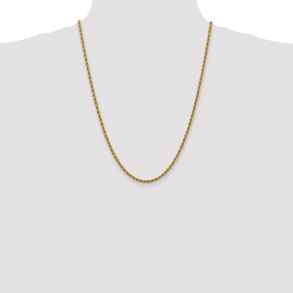 14K 3mm Massiv Normal Kordel Halskette