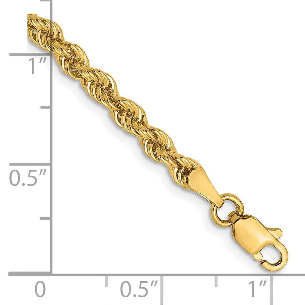 14K Gelbgold 3mm Massiv Normal Kordel Gliederarmband