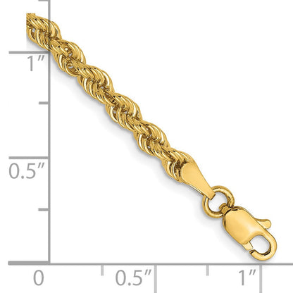 14K Gelbgold 3mm Massiv Normal Kordel Gliederarmband