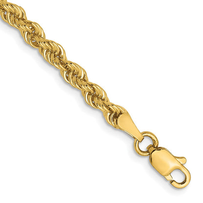 14K Gelbgold 3mm Massiv Normal Kordel Gliederarmband
