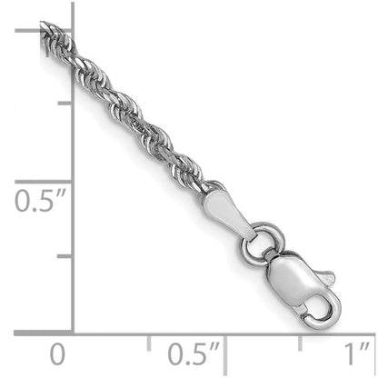 14K Weißgold 2.5mm Diamantiert Kordel Halskette