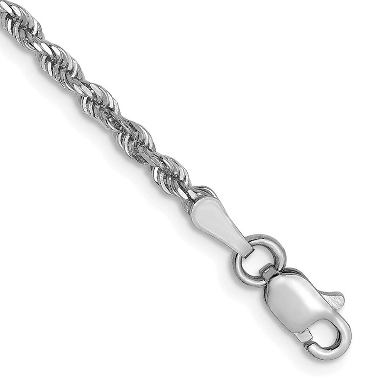 14K Weißgold 2.5mm Diamantiert Kordel Halskette