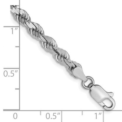 14K Weißgold 4mm Diamantiert Kordel Halskette